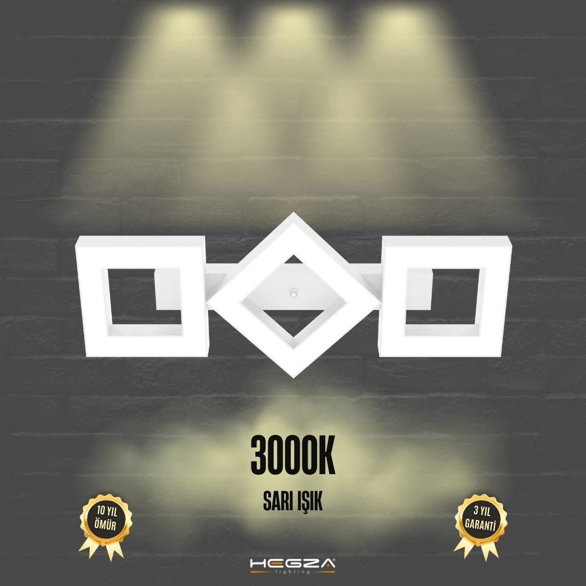 COMPAGNO - Plafonyer LED Avize Beyaz Kasa - 3000K - Sarı Işık