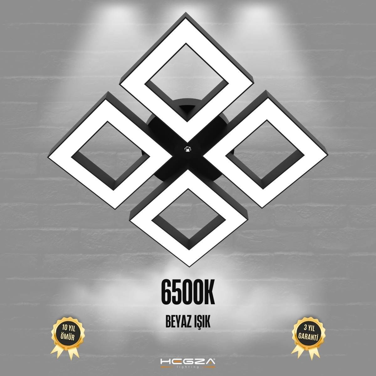 DIAMANTE - Plafonyer LED Avize Siyah Kasa - 6500K - Beyaz Işık