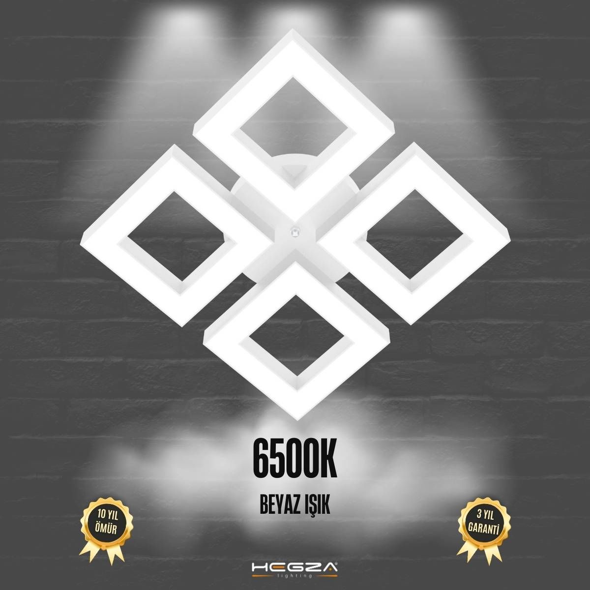 DIAMANTE - Plafonyer LED Avize Beyaz Kasa - 6500K - Beyaz Işık