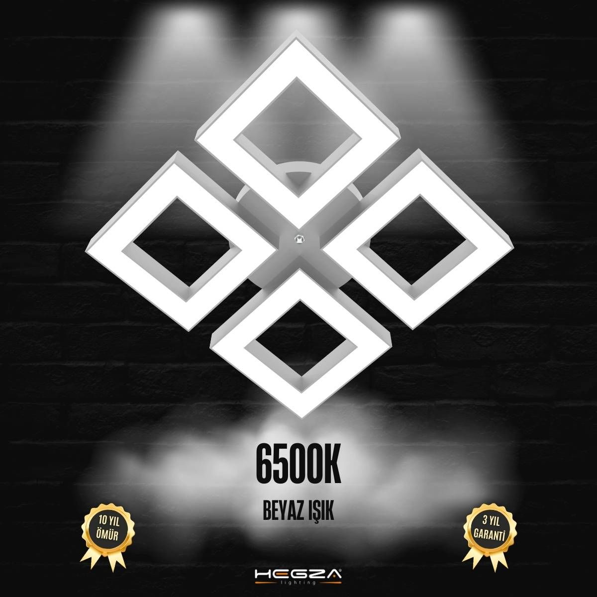 DIAMANTE - Plafonyer LED Avize Gri Kasa - 6500K - Beyaz Işık