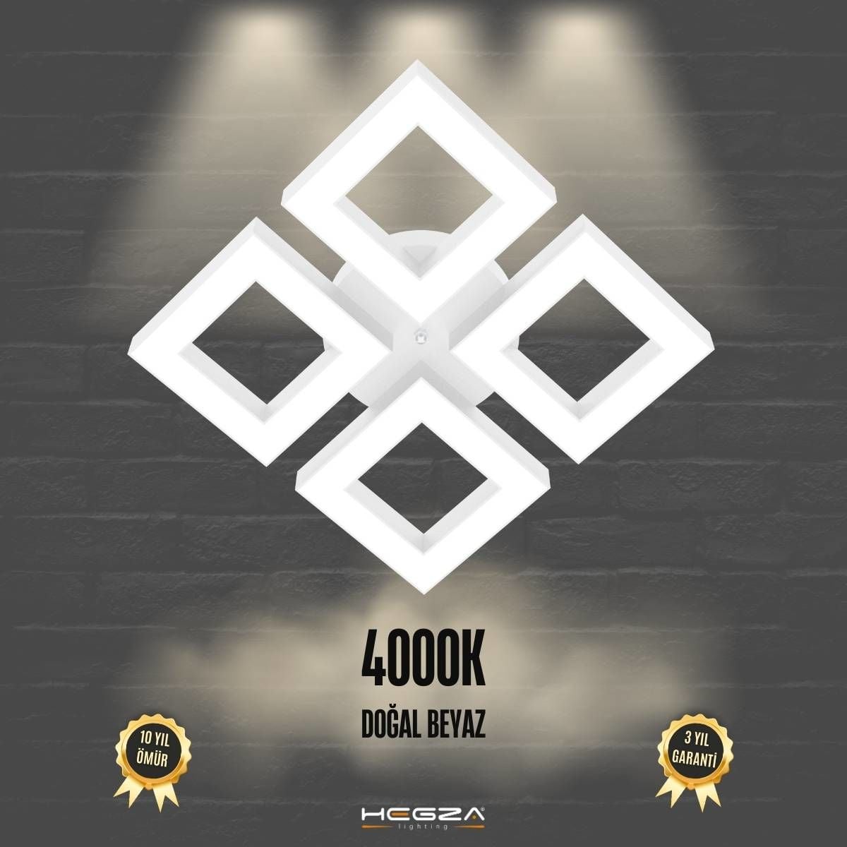 DIAMANTE - Plafonyer LED Avize Beyaz Kasa - 4000K - Gün Işığı