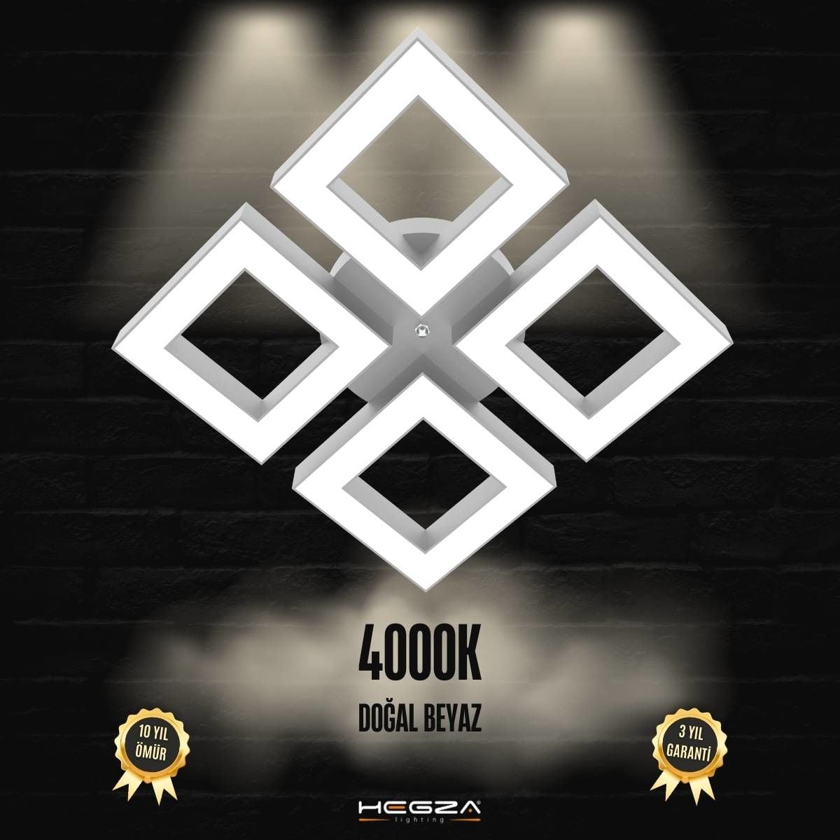 DIAMANTE - Plafonyer LED Avize Gri Kasa - 4000K - Gün Işığı