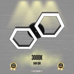 FARFALLA - Plafonyer LED Avize Siyah Kasa - 3000K - Sarı Işık