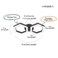 FARFALLA - Plafonyer LED Avize Beyaz Kasa - 3000K - Sarı Işık