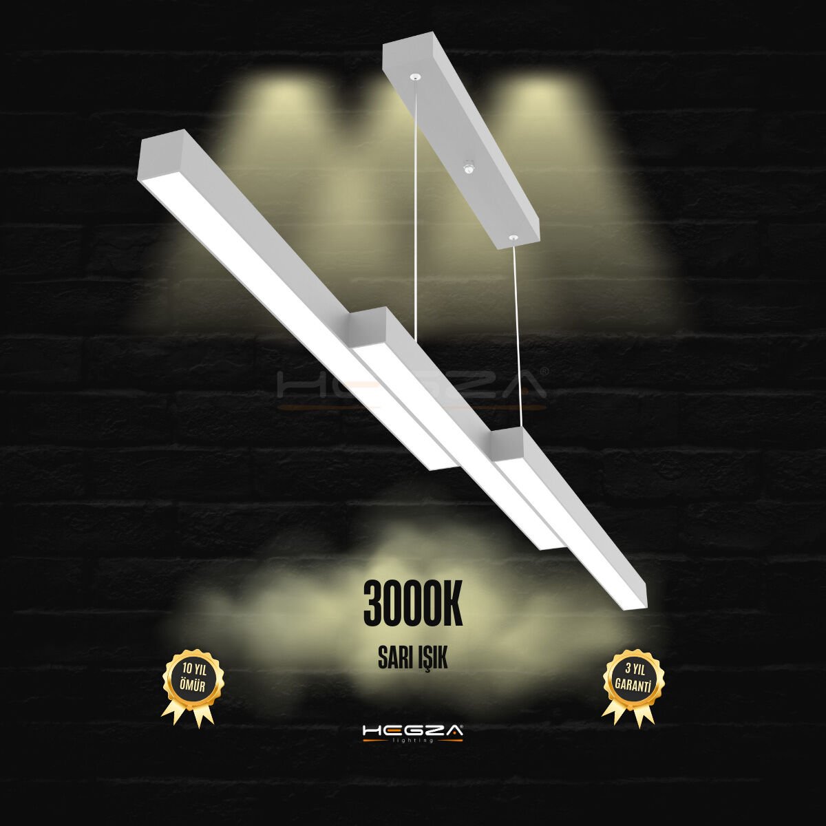 TREVALO – Modern Sarkıt LED Avize Gri Kasa - 3000K - Sarı Işık